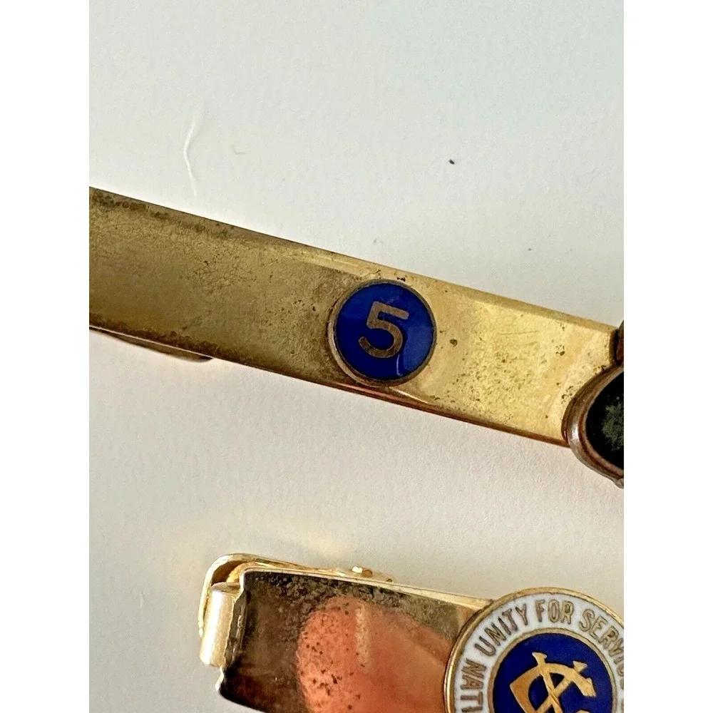 National Exchange Unity for Service Tie Clip Bar Set‎ 5 Years Gold Tone